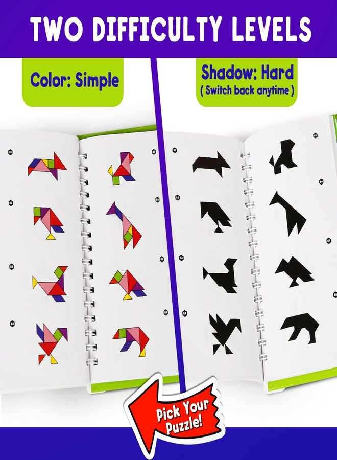 CZTCDP Travel Tangram Puzzle with 2 Sets Magnetic Jigsaw Boards & 368 Patterns and Solutions, Montessori STEM Airplane & Road Trip Games, Educational Brain Teaser Toy Gift for Kids & Adults - Image 2